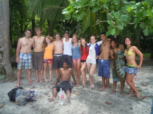 The group enjoys the beach Manuel Antonio
