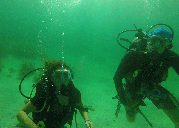 Becca P. explores under the sea. 
