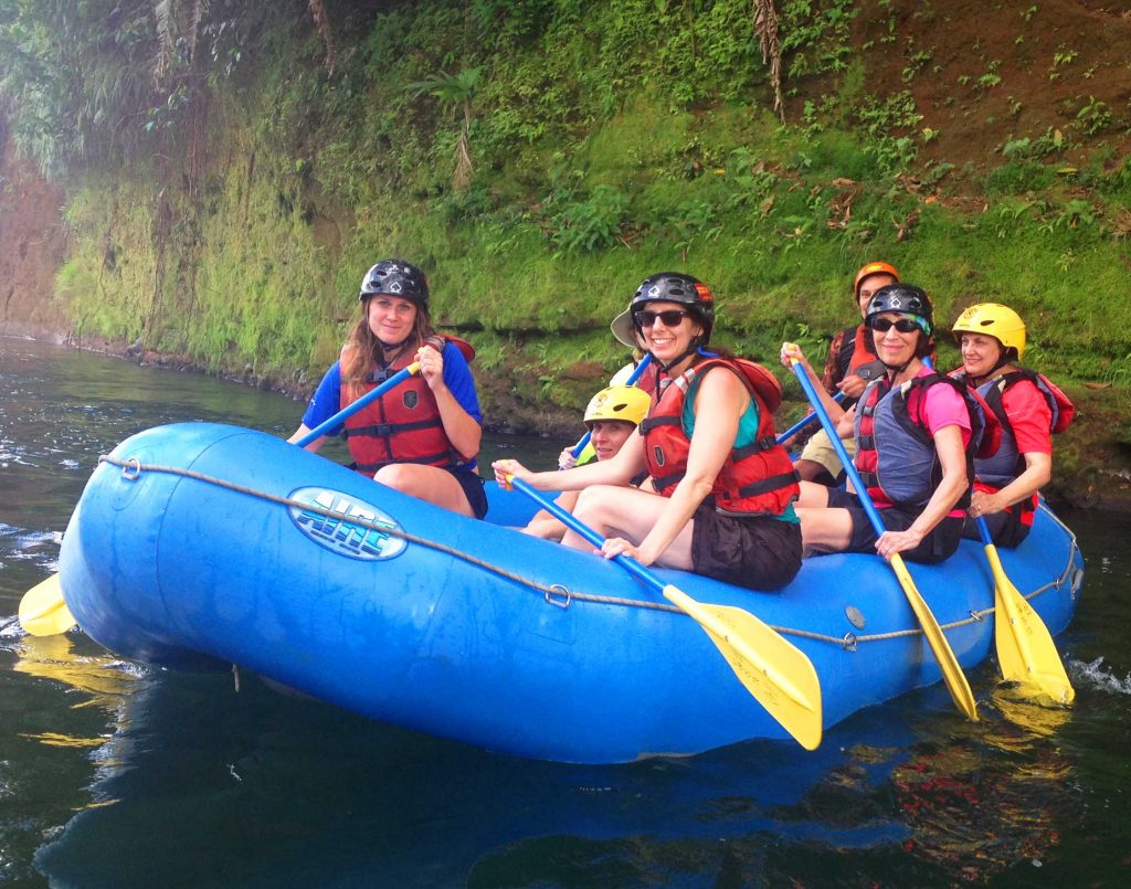 river rafting with pink pangea participants